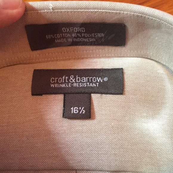 Croft & Barrow Short Sleeve Tan Dress Shirt 16 1/2 - Picture 2 of 8
